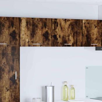 ARDEBO.de - Hängeschrank mit Regal Riga 2 pcs Geräucherte Eiche und Weiß