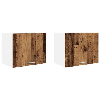 Hängeschrank 2 stk. Altes Holz und Weiß Holzwerkstoff