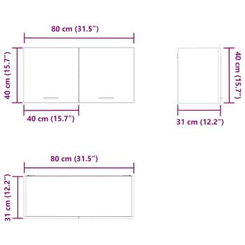 Hängeschrank Riga Beton Grau 80 x 31 x 40 cm Holzwerkstoff