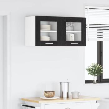 ARDEBO.de - Hängeschrank Riga 2 pcs Schwarz Eichen-Optik 40 x 31 x 40 cm