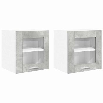 ARDEBO.de - Hängeschrank mit Regal Riga 2 pcs Beton Grau 40 x 31 x 40 cm