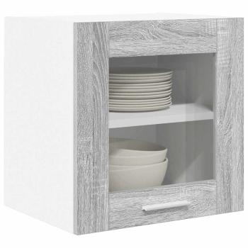 ARDEBO.de - Hängeschrank mit Regal Riga 2 pcs Graues Sonoma 40 x 31 x 40 cm