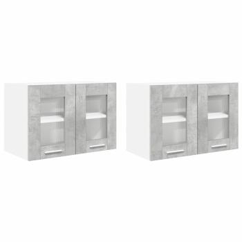 ARDEBO.de - Hängeschrank mit Regal Riga 2 pcs Beton Grau 60 x 31 x 40 cm