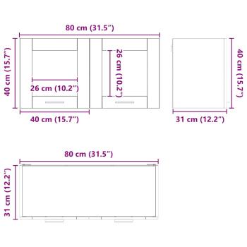 Hängeschrank mit Regal Riga Betongrau und Weiß 80 x 31 x 40 cm
