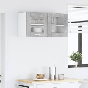 Hängeschrank mit Regal Riga Betongrau und Weiß 80 x 31 x 40 cm