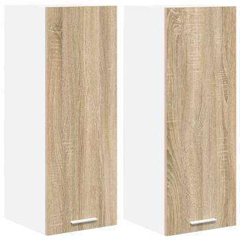 ARDEBO.de - Hängeschrank Riga 2 pcs Sonoma-Eiche und Weiß 30 x 31 x 80 cm
