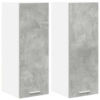 Hängeschrank 2 stk. Betongrau und Weiß Holzwerkstoff