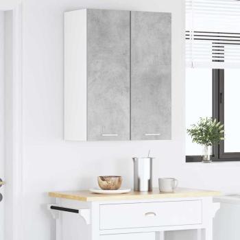 Hängeschrank 2 stk. Betongrau und Weiß Holzwerkstoff