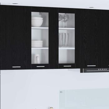 ARDEBO.de - Hängeschrank Riga 2 pcs Schwarz Eichen-Optik 40 x 31 x 80 cm