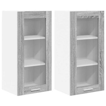 Hängeschrank mit Regal Riga 2 pcs Graues Sonoma 40 x 31 x 80 cm
