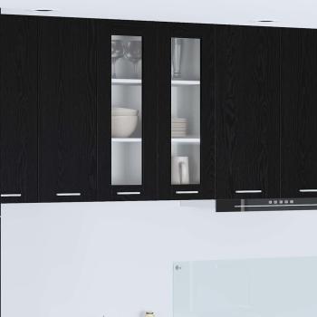 ARDEBO.de - Hängeschrank mit Tür Riga Schwarz Eichen-Optik 60 x 31 x 80 cm
