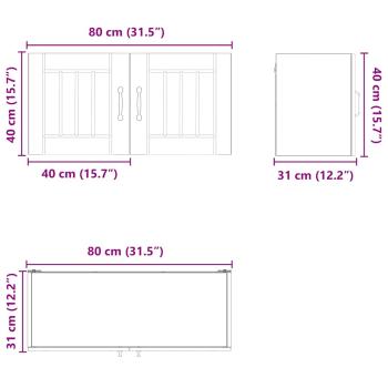 Küchenhängeschrank Schwarz 80 x 31 x 40 cm Holzwerkstoff