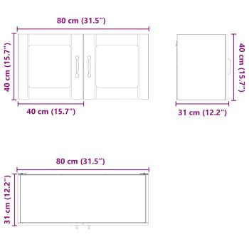 Küchenhängeschrank mit Regal Geräucherte Eiche 80 x 31 x 40 cm