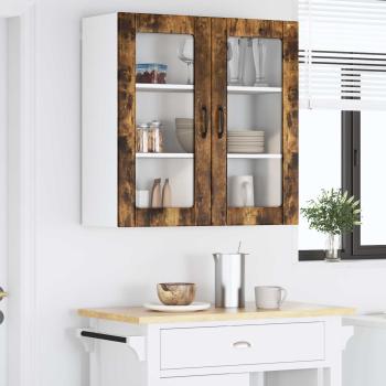 Wandglas-Schrank LUCCA Geräucherte Eiche 80 x 31 x 80 cm