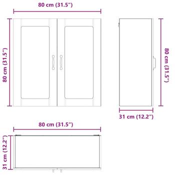 Küchenhängeschrank mit Regal Braun Eichen-Optik 80 x 31 x 80 cm