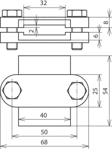 Dehn VTK FL30 TGTZN Verbindungs-/Trennklemme, zweiteilig für zwei Flachleiter, Fl 30mm, TG/tZn (455000)