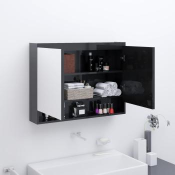 ARDEBO.de - Spiegelschrank fürs Bad 80x15x60 cm Glänzend Schwarz