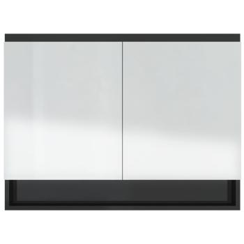 Spiegelschrank fürs Bad 80x15x60 cm Glänzend Schwarz