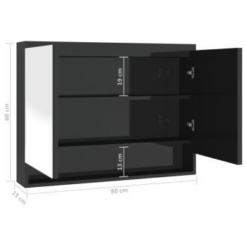 Spiegelschrank fürs Bad 80x15x60 cm Glänzend Schwarz