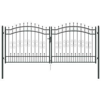 Zauntor mit Speer-Top mit Schloss Grau 305 x 125 cm Stahl