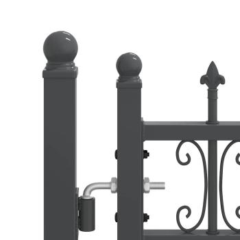 Zauntor mit Speer-Top mit Schloss Grau 305 x 125 cm Stahl