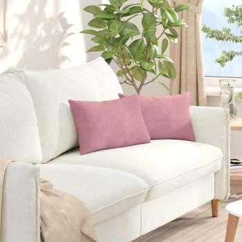 ARDEBO.de - Sofakissen 2 pcs Rosa 50 x 30 cm Cordstoff