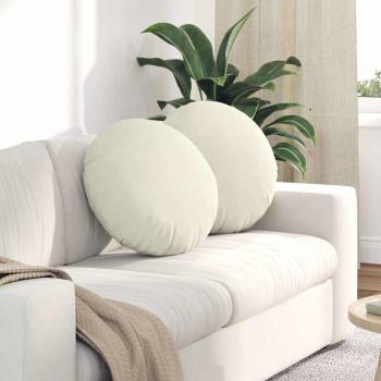 ARDEBO.de - Sitzkissen 2 pcs Creme Ø 40 x 13 cm Samt