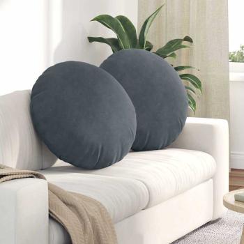 ARDEBO.de - Sitzkissen 2 pcs Dunkelgrau Ø 40 x 13 cm Samt