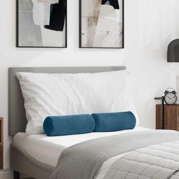 ARDEBO.de - Bolsterkissen 2 pcs Blau Ø 15 x 40 cm Cordstoff