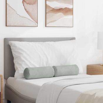 ARDEBO.de - Bolsterkissen 2 pcs Hellgrau Ø 15 x 40 cm Cordstoff