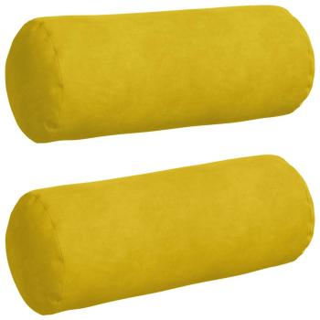 Bolsterkissen 2 pcs Gelb Ø 15 x 40 cm Cordstoff