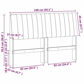 Gepolstertes Kopfteil Hellgrau 140 cm Massives Kiefernholz