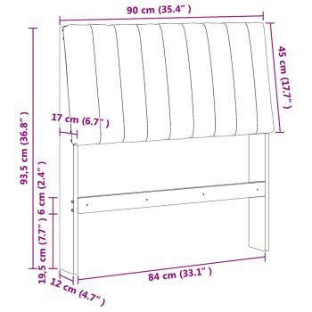 Gepolstertes Kopfteil Dunkelgrau 90 cm Massives Kiefernholz