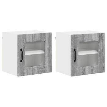 Küchenhängeschrank mit Tür 2 pcs Graues Sonoma 40 x 31 x 40 cm