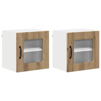 Küchenhängeschrank mit Tür 2 pcs Artisan-Eiche 40 x 31 x 40 cm