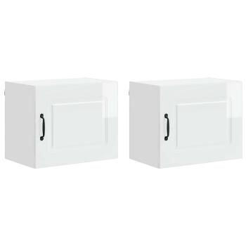 Küchenhängeschrank mit Tür 2 pcs Hochglanz Weiß 50 x 31 x 40 cm