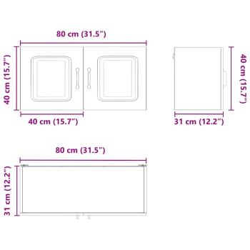 Küchenhängeschrank mit Regal Braun Eichen-Optik 80 x 31 x 40 cm