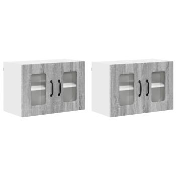 Küchenhängeschrank mit Tür 2 pcs Graues Sonoma 60 x 31 x 40 cm
