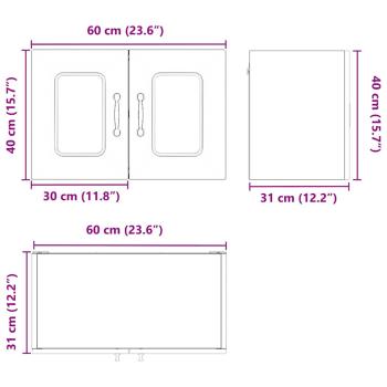 Küchenhängeschrank mit Regal Braun Eichen-Optik 60 x 31 x 40 cm