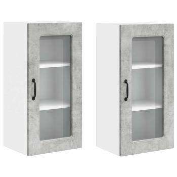 Küchenhängeschrank mit Regal 2 pcs Beton Grau 40 x 31 x 80 cm