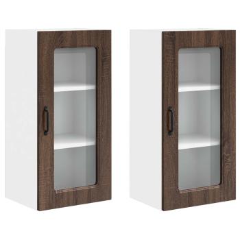 Küchenhängeschrank 2 pcs Braun Eichen-Optik 40 x 31 x 80 cm