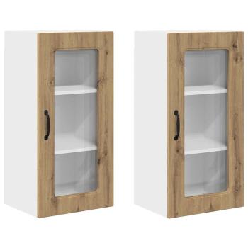 Küchenhängeschrank mit Tür 2 pcs Artisan-Eiche 40 x 31 x 80 cm