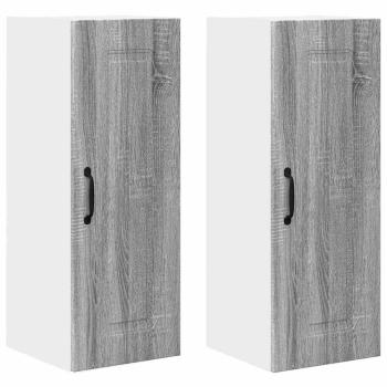 Küchenhängeschrank mit Tür 2 pcs Graues Sonoma 30 x 31 x 80 cm