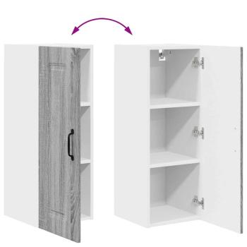Küchenhängeschrank mit Tür 2 pcs Graues Sonoma 30 x 31 x 80 cm