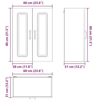 Küchenhängeschrank Hochglanz Weiß 60 x 31 x 80 cm Holzwerkstoff