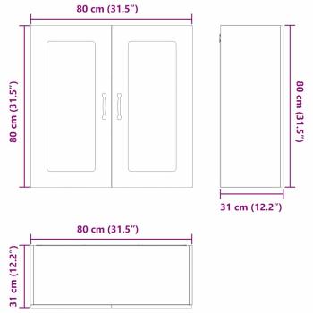 Küchenhängeschrank mit Regal Braun Eichen-Optik 80 x 31 x 80 cm