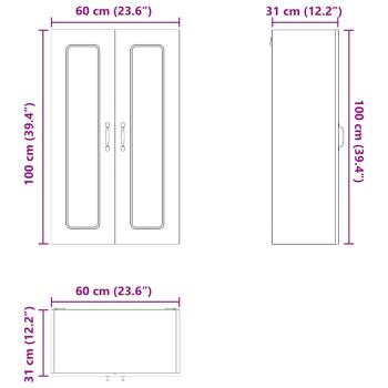 Küchenhängeschrank mit Regal Hochglanz Weiß 60 x 31 x 100 cm