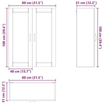 Küchenhängeschrank mit Regal Hochglanz Weiß 80 x 31 x 100 cm