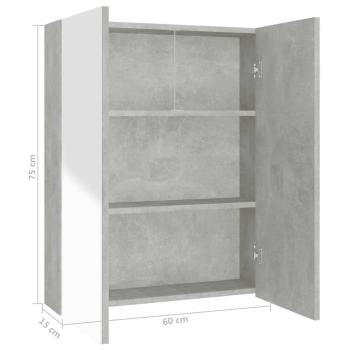 Bad-Spiegelschrank 60x15x75 cm MDF Betongrau