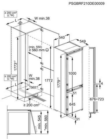 AEG OSC7C181DS 7000 GreenZone Einbau-Kühl-Gefrierkombination, Nischenhöhe 1780 mm, 249 L, TwinTech NoFrost, KI CoolAssist, Schlepptür, weiß (925555054)